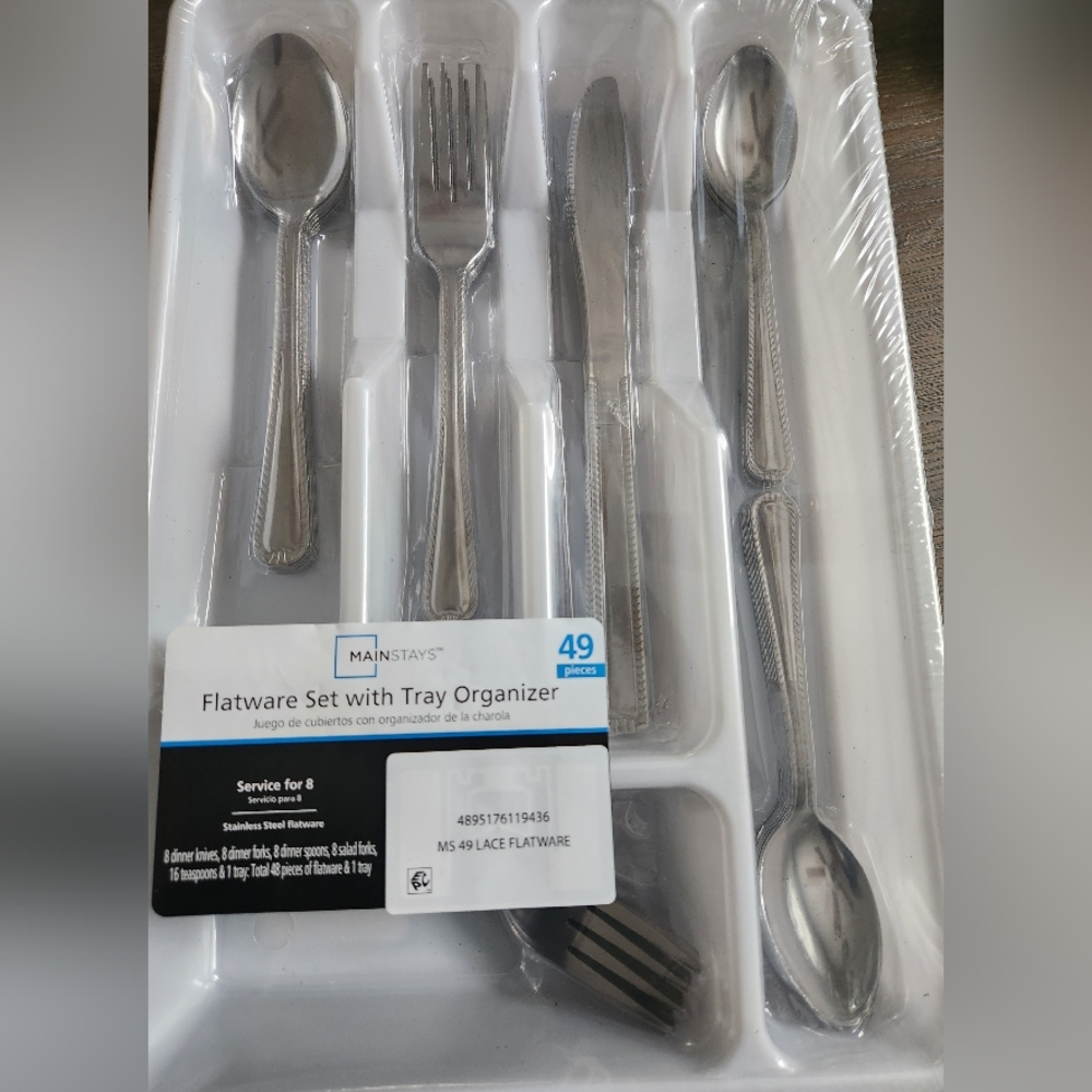 stainless flatware set service for 8